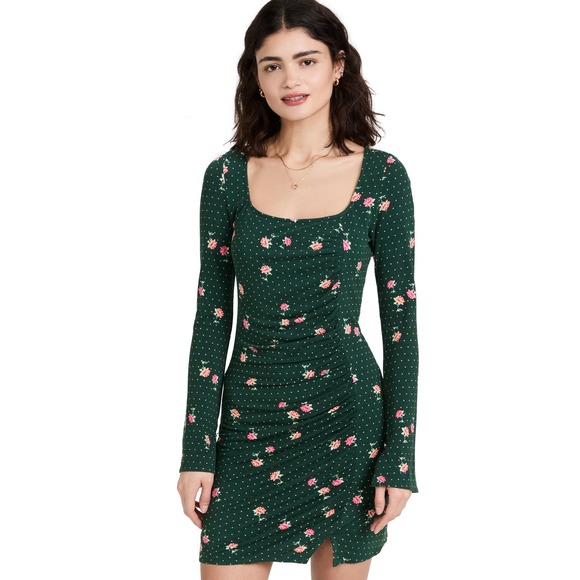 Free People Celia Mini Dress Emerald Jewel Combo - Picture 1 of 10
